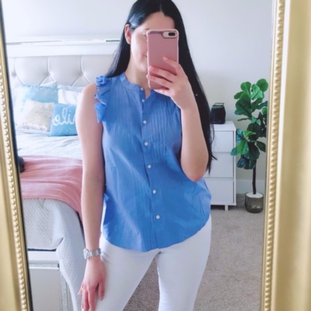 Madewell Blue Sail to sable flutter Ruffle Top S
